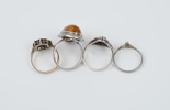 Ringar, 4 st, silver/sten.