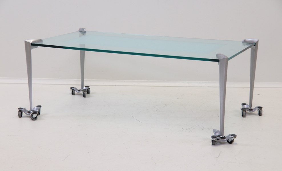 Soffbord, glas/metall, samtida.