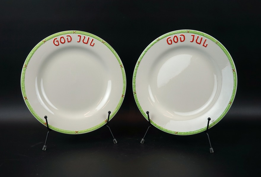 Jultallrikar, ett par, porslin, ''God Jul'', Gustafsberg.