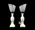 Bordslampor, ett par, alabaster/glas.