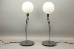 Bordslampor, ett par, krom/glas, Herstal.