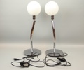 Bordslampor, ett par, krom/glas, Herstal.