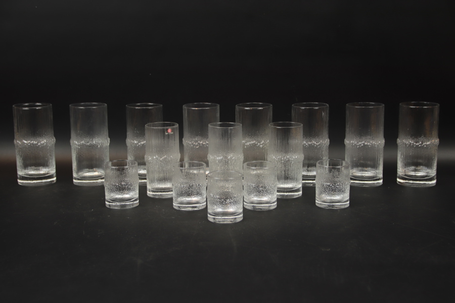 Tapio Wirkkala, glas, 8+3+5 st, "Niva", Iittala, 1900-tal.
