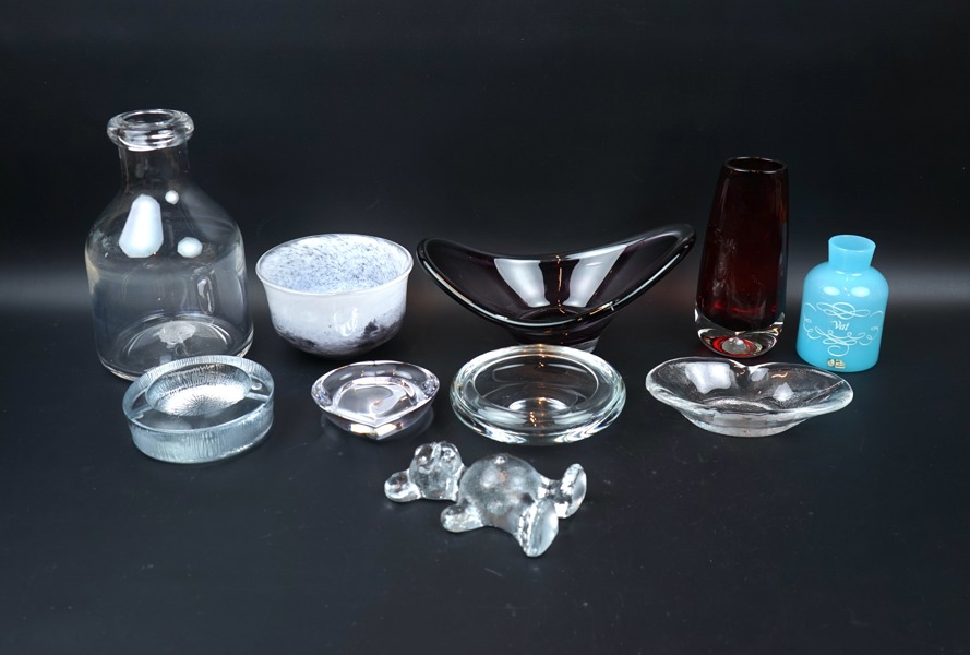 Vaser, skålar m.m, 10 delar, glas, bl.a Orrefors.