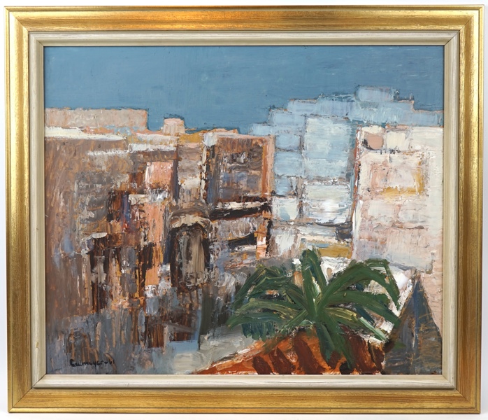 Gösta Calmeyer, olja på pannå, signerad, 1961.