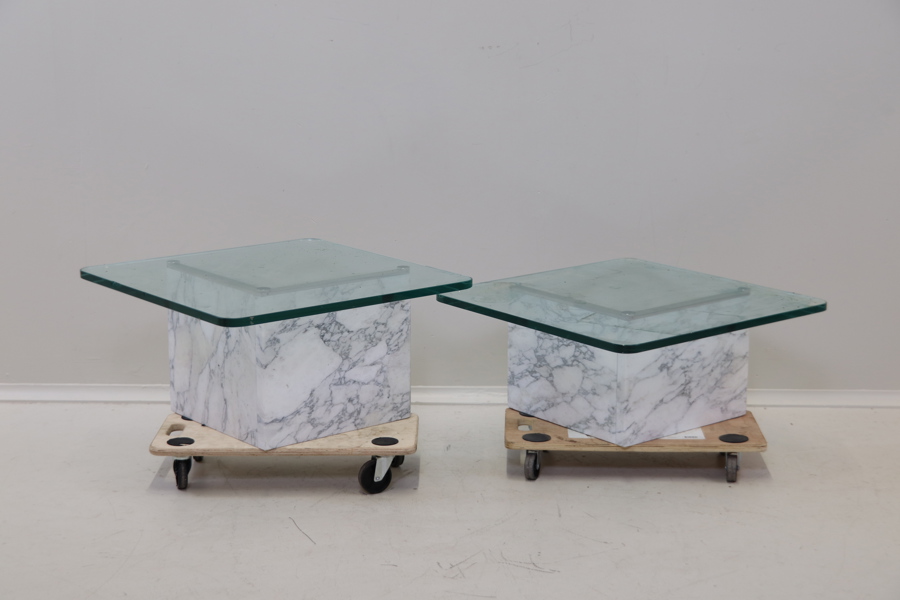 Soffbord, 2 st, trä/glas.