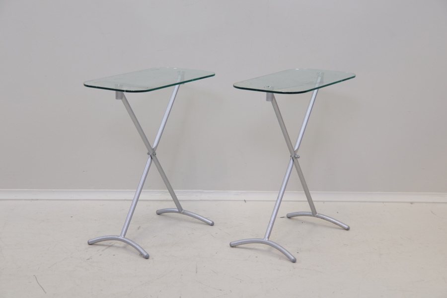 Sidobord, 2 st, metall/glas.