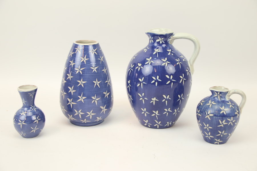 Ingrid Atterberg, keramik, 4 delar, "Star", Upsala Ekeby.
