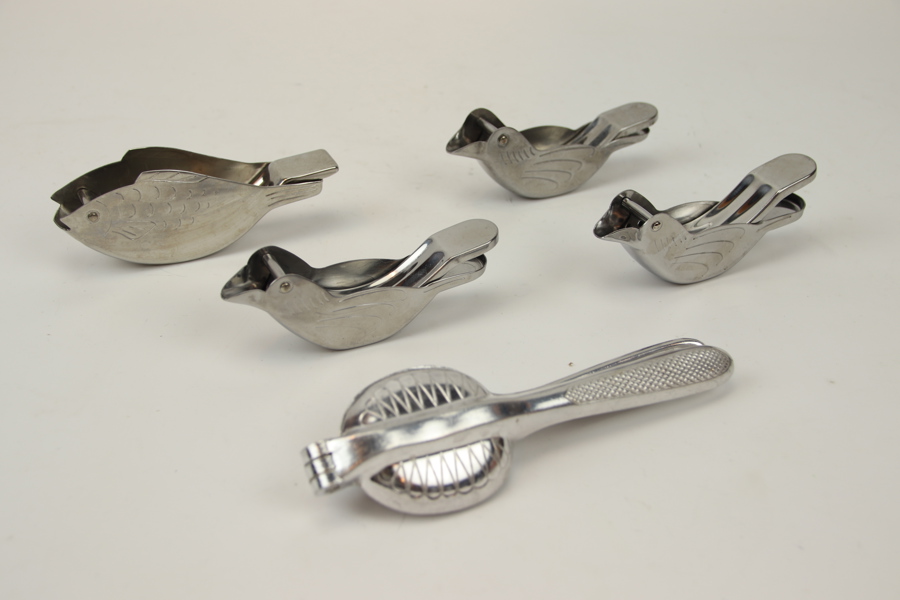 Citruspressar, 5 st, metall, bl.a Perfecta Wilesco.