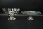 Tårtfat och skål på fot, 4 delar, glas, bl.a Miranda, Arabia och Rosita.