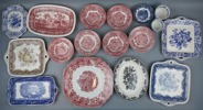 Serveringsfat m.m, 18 delar, porslin, mestadels England.