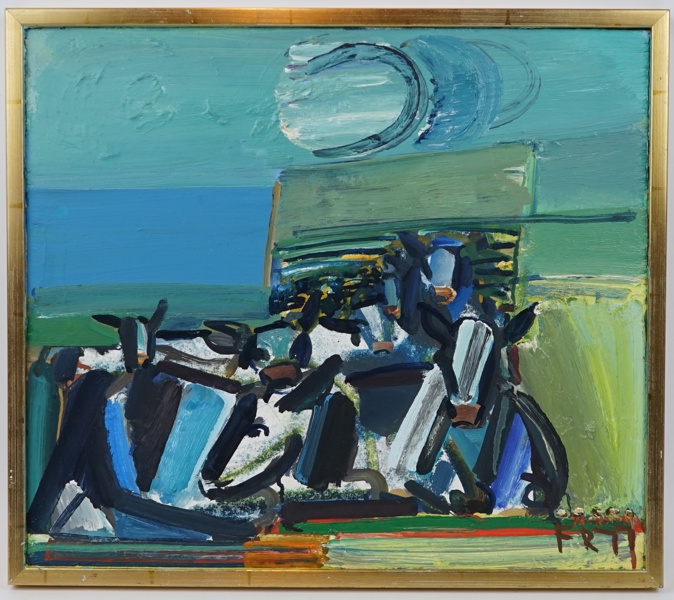 Fredrik Rohde, olja på pannå, signerad.