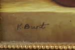 Oidentifierad konstnär, stilleben, olja på pannå, signerad K. Burt.