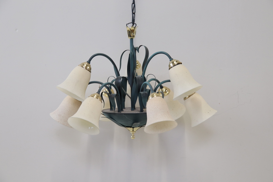 Takkrona, 9 ljuspunkter, metall/glas, Rejmyre Armaturfabrik.