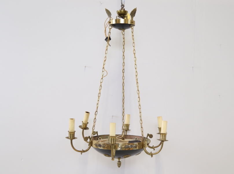 Ljuskrona, 6 ljuspunkter, metall, empirestil.