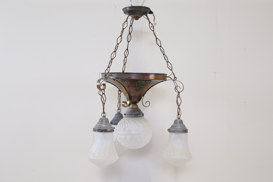 Takkrona, 4 ljuspunkter, metall/glas.