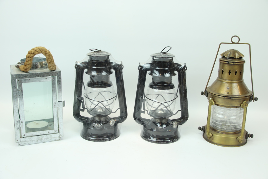 Lyktor, 4 st, metall/glas.