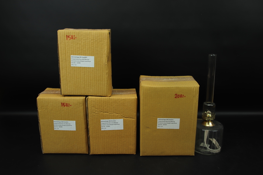 Fotogenlampor, 3+2 st, glas/mässing, Strömshaga.