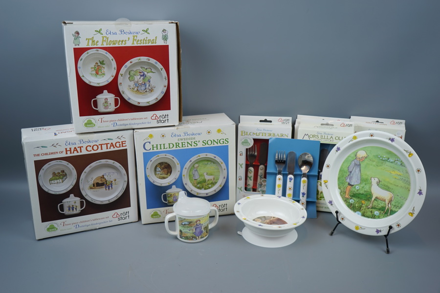 Barnservisdelar, 4+5 set, plast/metall, Elsa Beskow, Rätt Start.