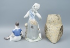 Figuriner, 3 st, keramik, Bing & Gröndahl, Tengra och Lladro.
