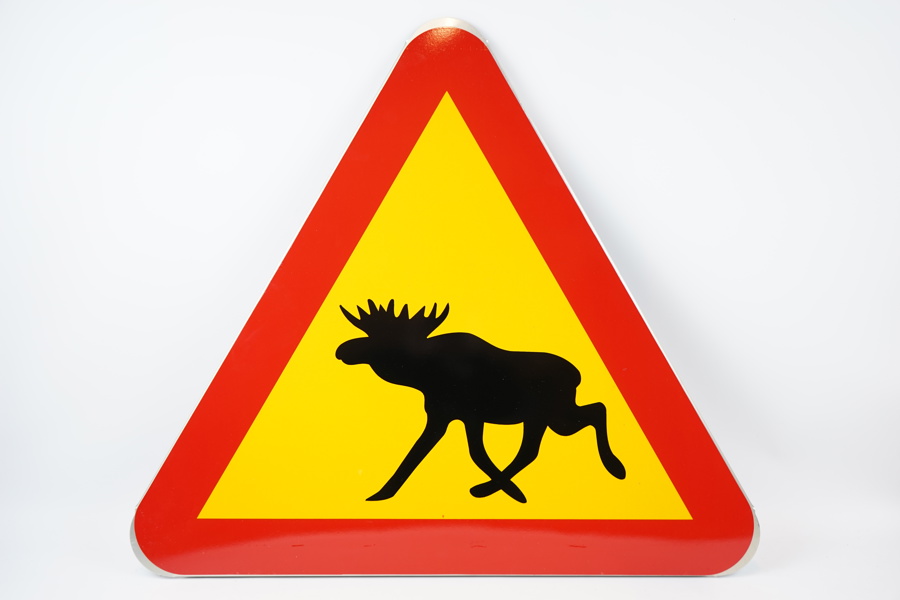 Vägskylt, A19 Älg, metall.