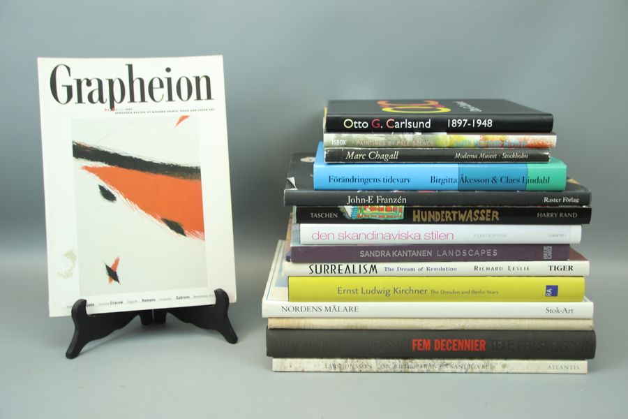 Konstböcker, 10 st, bl.a Bruno Liljefors och Hundertwasser.