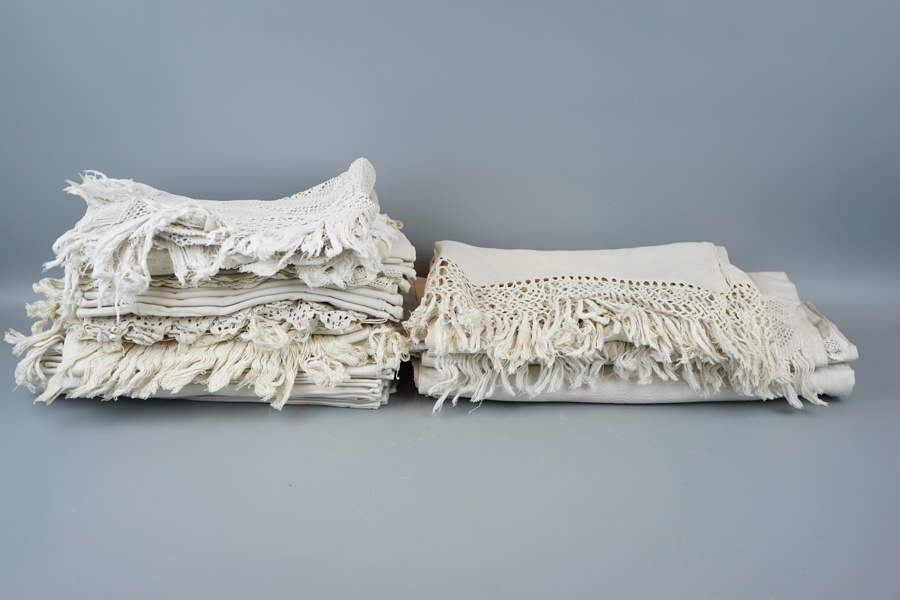 Handdukar m.m, ett parti, linne, 1900-tal.