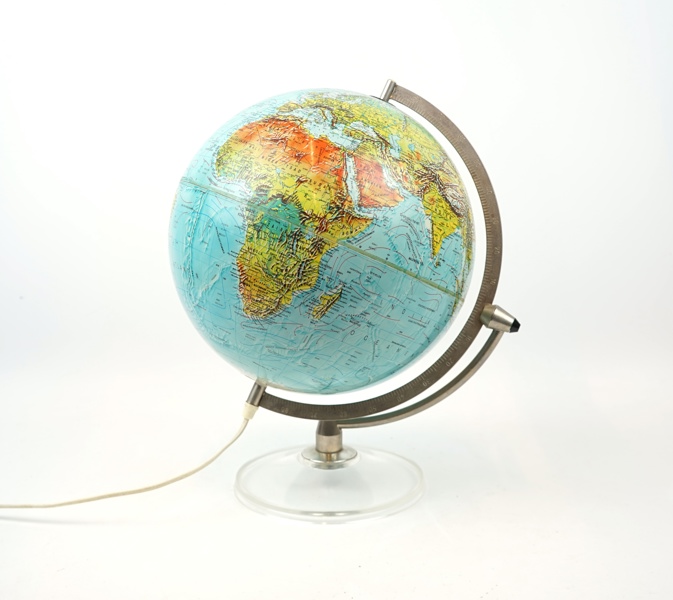 Jordglob med belysning, Scan-Globe, Danmark, 1976.
