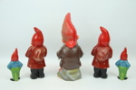 Tomtar, 5 st, terrakotta/plastmaterial, Gräfenroda och Heissner.
