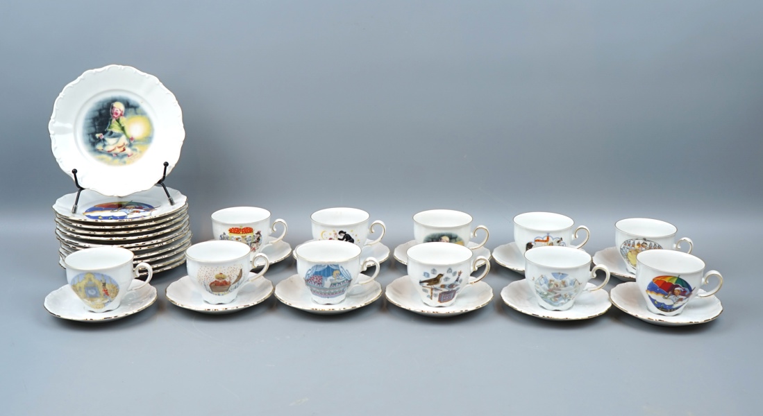 Kaffeservis, 22 delar, porslin, ''HC Andersens Eventyr'', Fyrklövern.