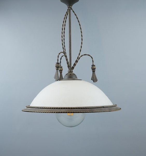 Taklampa, glas/mässing.