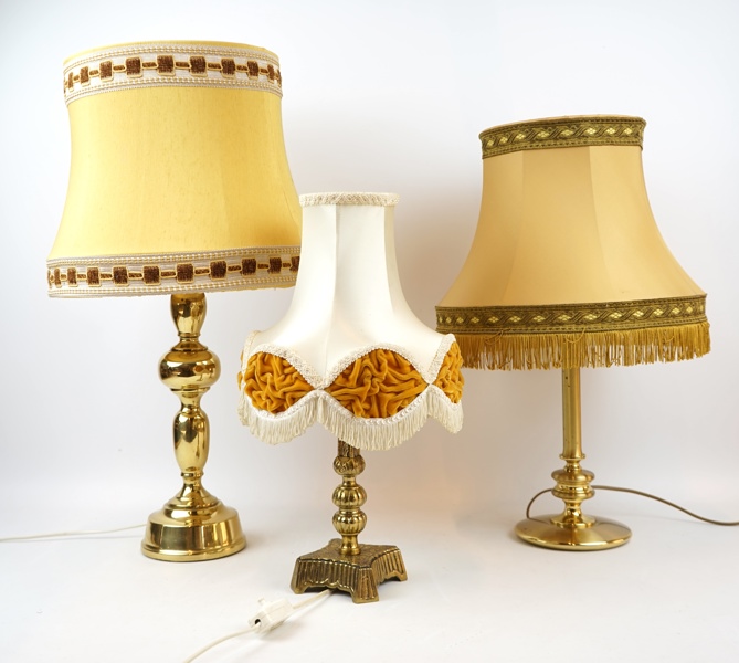Bordslampor, 3 st, mässing.