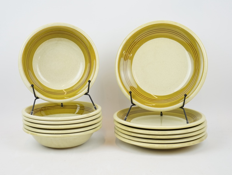 Djupa tallrikar och mattallrikar, 6+6 st, keramik, Primula, Italien.