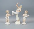 Figuriner, 3 st, porslin, Wallendorf och Schaubach Kunst, Tyskland.