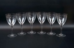 Vinglas, 6 st, slipad dekor.