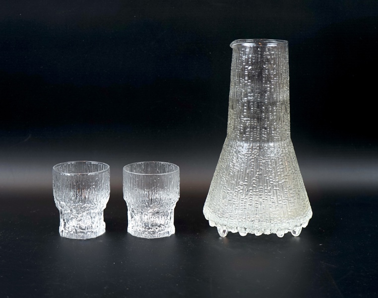 Tapio Wirkkala, karaff och glas, 3 delar, glas, ''Aslak'' och ''Ultima Thule'', Iittala, Finland.