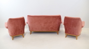 Soffgrupp, 3 delar, textil/trä.