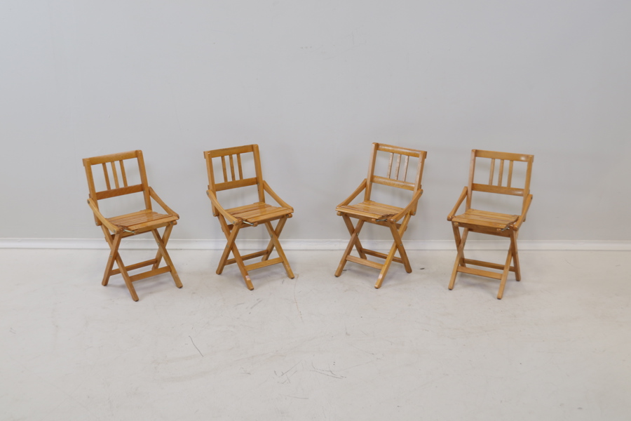 Barnstolar, 4 st, hopfällbara, trä, Brevetti Reguitti, Italien.
