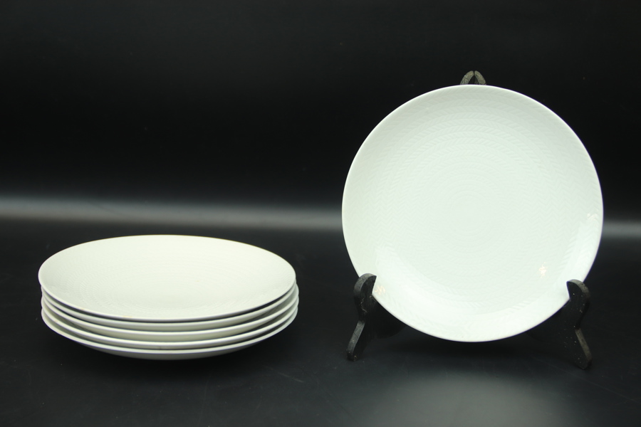 Hertha Bengtsson, "Blå Eld", assietter, 6 st, porslin, Rörstrand.