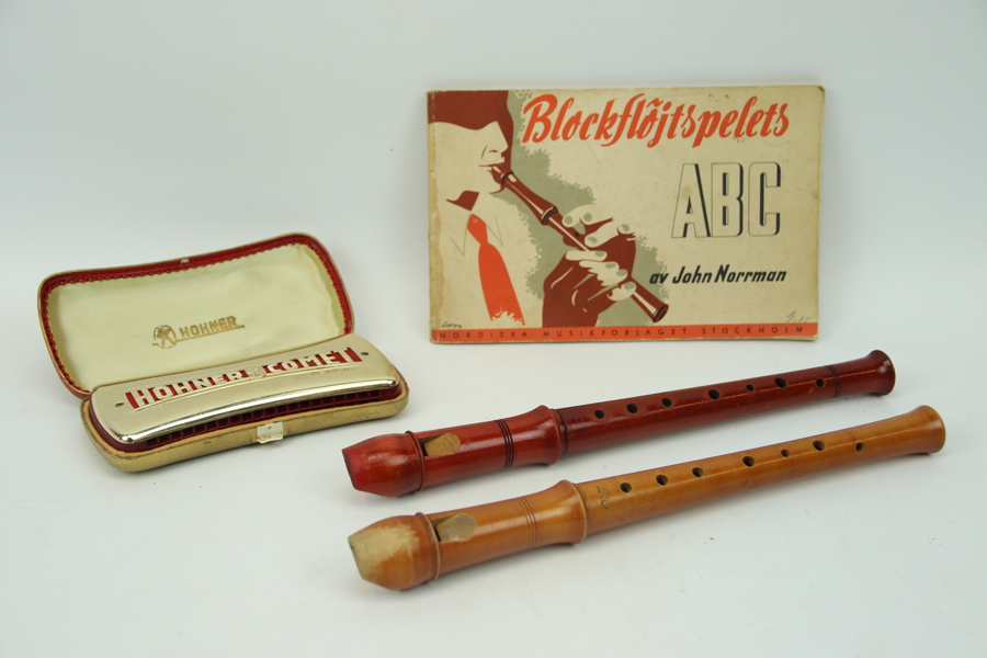 Blockflöjtar m.m, ett parti, bl. Hohner.