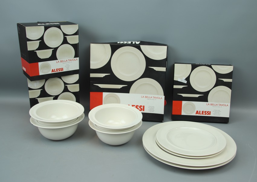 Tallrikar, assietter, skålar, 8 delar, porslin, "La Bella Tavola", Alessi.
