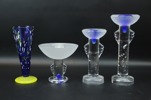 Vas, skål och ljusstakar, 4 delar glas, Bertil Vallien, Kosta Boda och Johansfors.