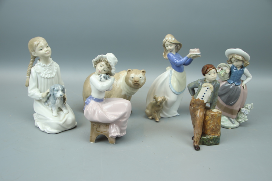 Figuriner, 6 st, porslin, bl.a Lladro.