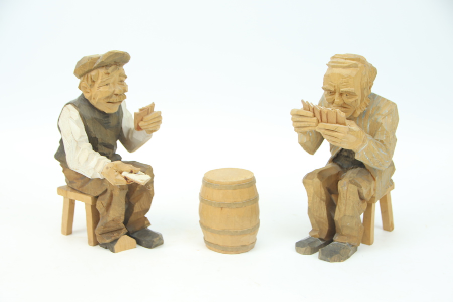 Kaj E. Jönsson, träfigurer, 3 delar, gubbar signerad KEJ.