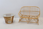 Soffa och bord, bambu/rotting/glas.