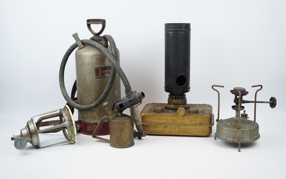 Blåslampa, brandsläckare m.m, 5 delar.