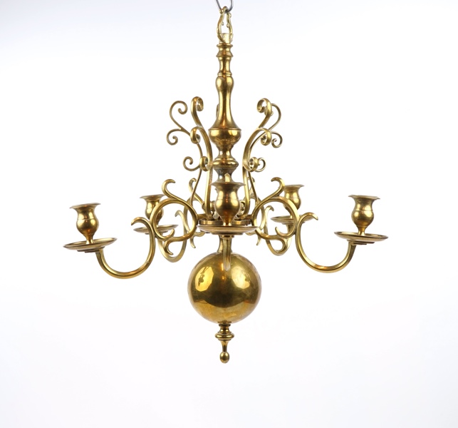 Ljuskrona, 5 st ljuspunkter, mässing, Skultuna.