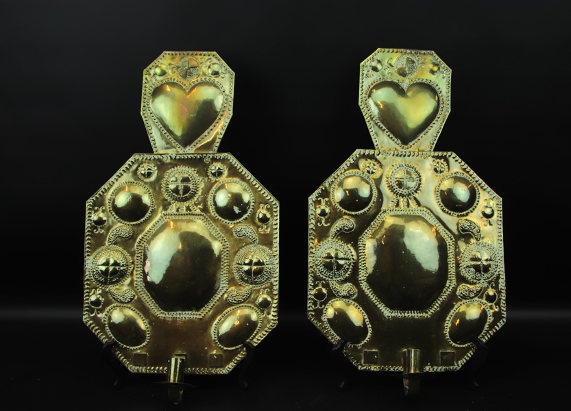 Väggplåtar, mässing, ett par, 1900-tal.