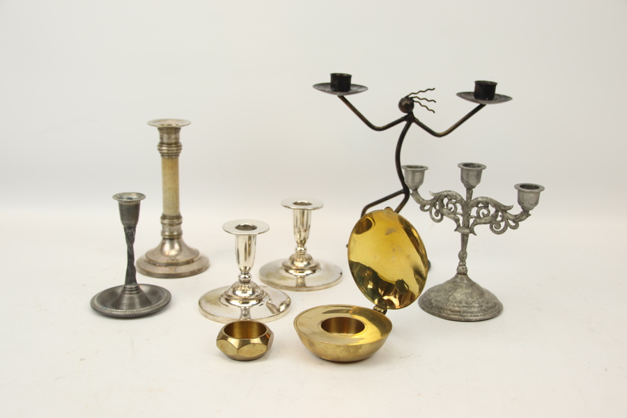 Ljusstakar, 8 st, metall, bl.a Skultuna och "Shell", Design House, Stockholm.