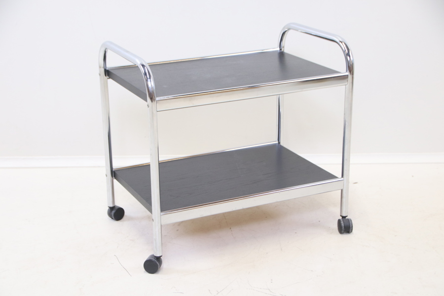 Serveringsvagn, trä/krom, "General/Voss", IKEA, 1980-tal.